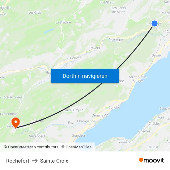Rochefort to Sainte-Croix map