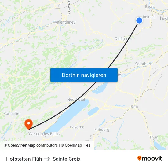 Hofstetten-Flüh to Sainte-Croix map