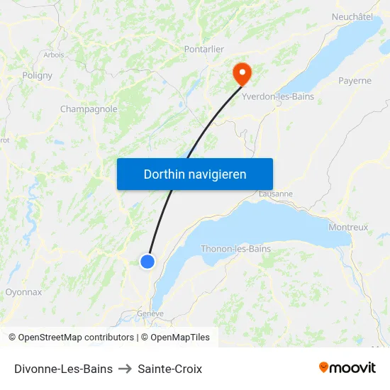 Divonne-Les-Bains to Sainte-Croix map