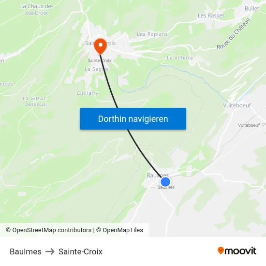 Baulmes to Sainte-Croix map