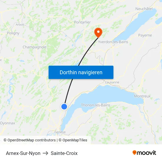Arnex-Sur-Nyon to Sainte-Croix map