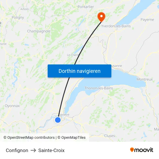 Confignon to Sainte-Croix map