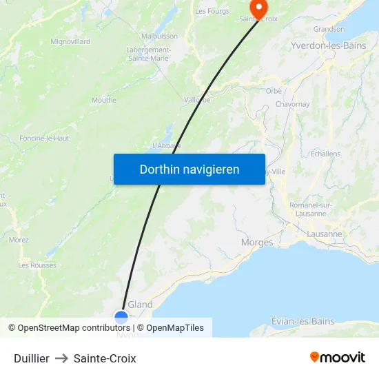 Duillier to Sainte-Croix map