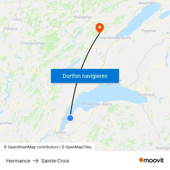 Hermance to Sainte-Croix map