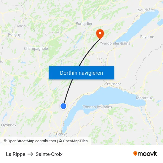 La Rippe to Sainte-Croix map