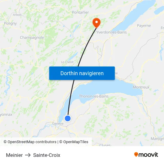 Meinier to Sainte-Croix map