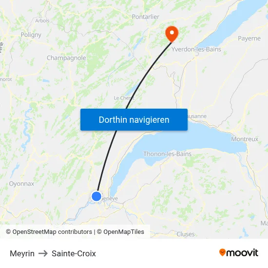 Meyrin to Sainte-Croix map