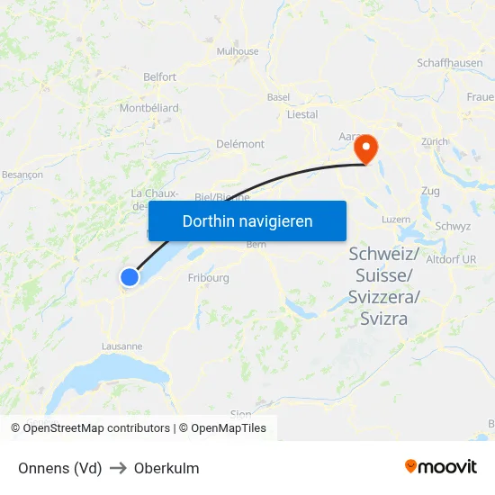 Onnens (Vd) to Oberkulm map