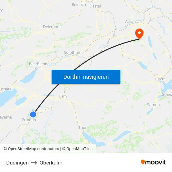 Düdingen to Oberkulm map