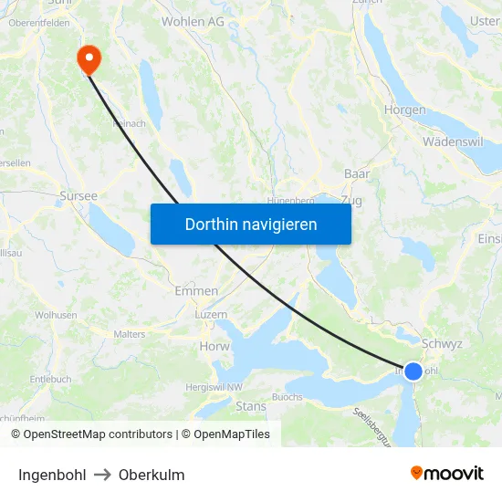 Ingenbohl to Oberkulm map