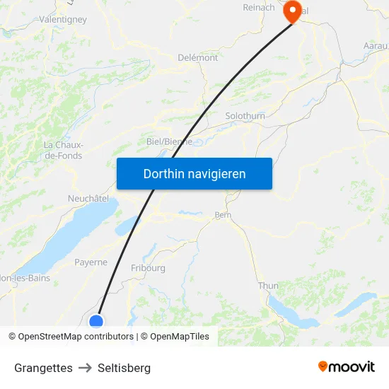 Grangettes to Seltisberg map