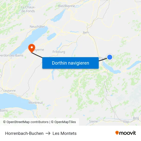 Horrenbach-Buchen to Les Montets map