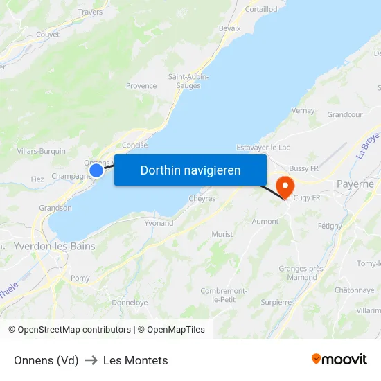Onnens (Vd) to Les Montets map