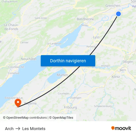 Arch to Les Montets map