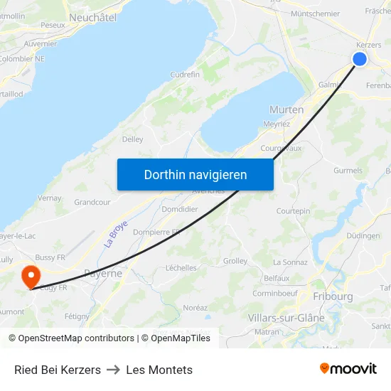Ried Bei Kerzers to Les Montets map