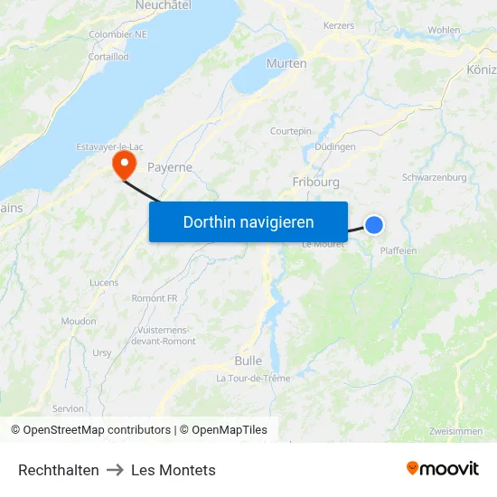 Rechthalten to Les Montets map