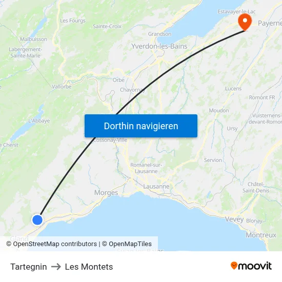 Tartegnin to Les Montets map