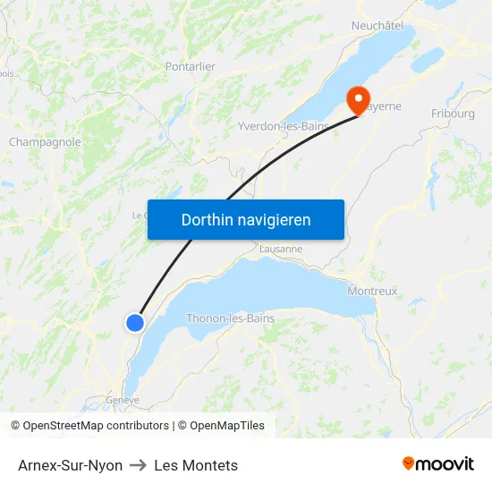 Arnex-Sur-Nyon to Les Montets map