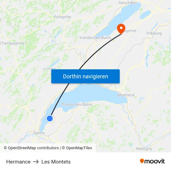 Hermance to Les Montets map