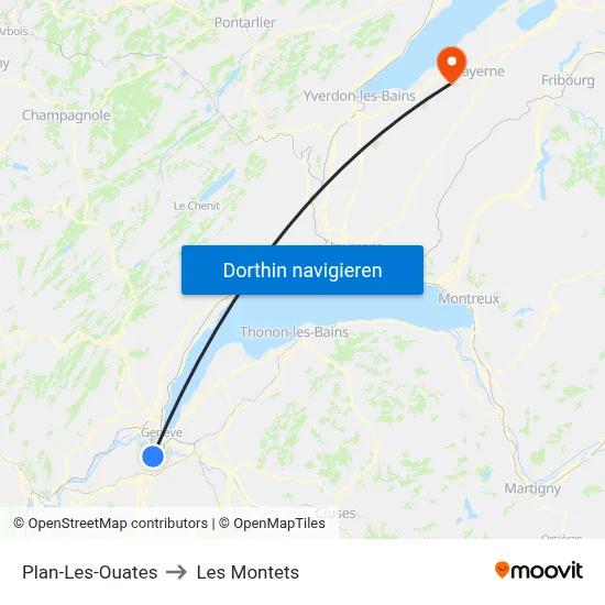 Plan-Les-Ouates to Les Montets map