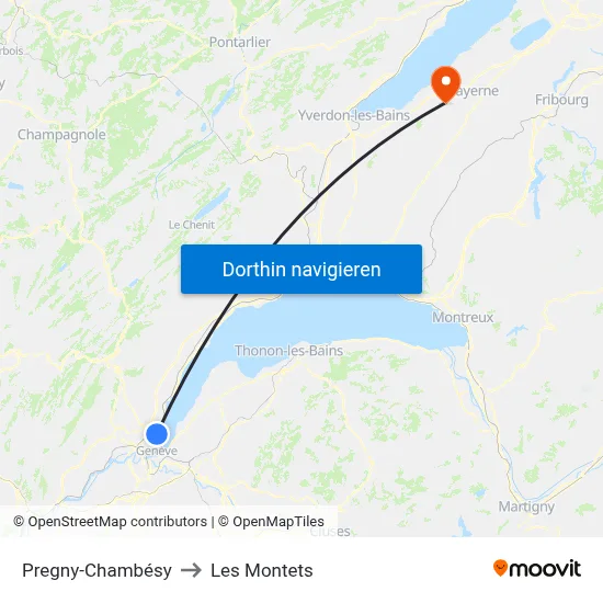 Pregny-Chambésy to Les Montets map