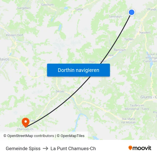 Gemeinde Spiss to La Punt Chamues-Ch map