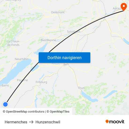 Hermenches to Hunzenschwil map