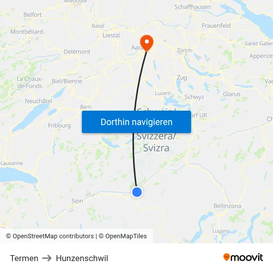 Termen to Hunzenschwil map
