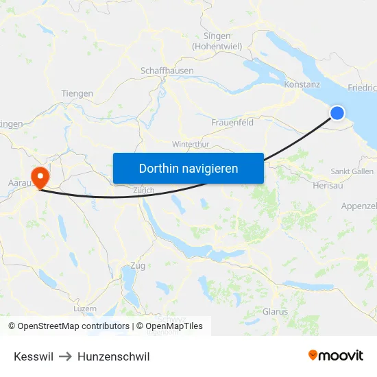 Kesswil to Hunzenschwil map