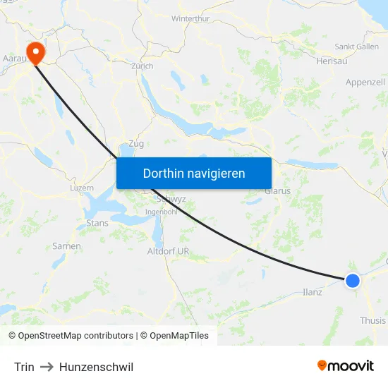 Trin to Hunzenschwil map