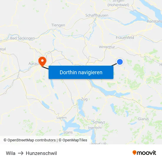 Wila to Hunzenschwil map