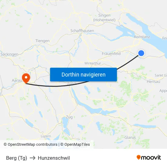 Berg (Tg) to Hunzenschwil map