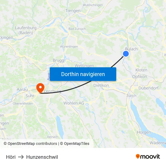 Höri to Hunzenschwil map
