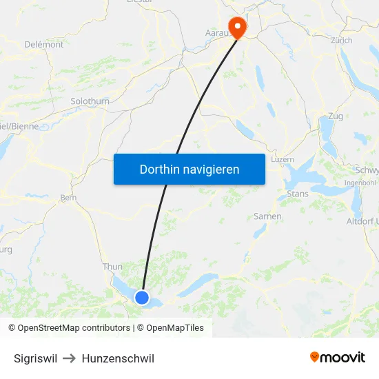 Sigriswil to Hunzenschwil map