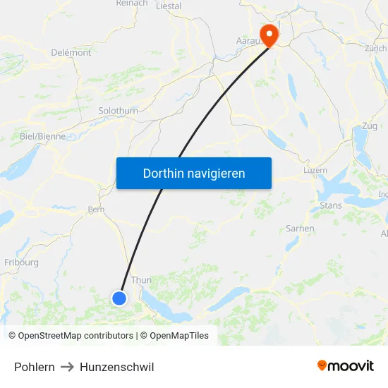 Pohlern to Hunzenschwil map