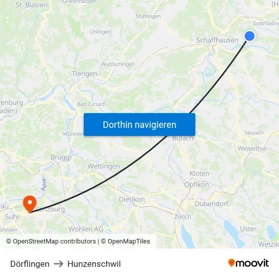 Dörflingen to Hunzenschwil map