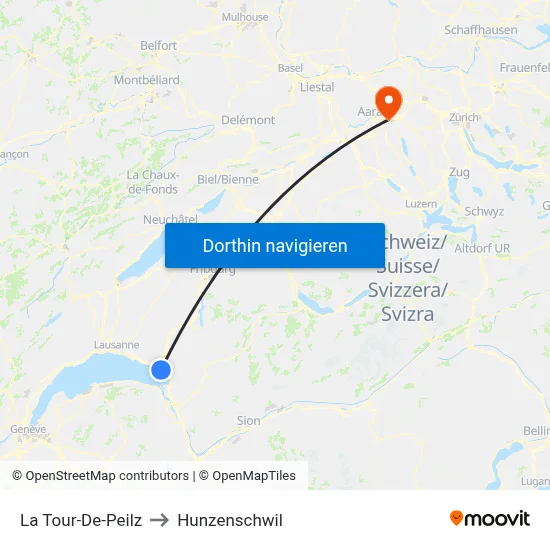 La Tour-De-Peilz to Hunzenschwil map