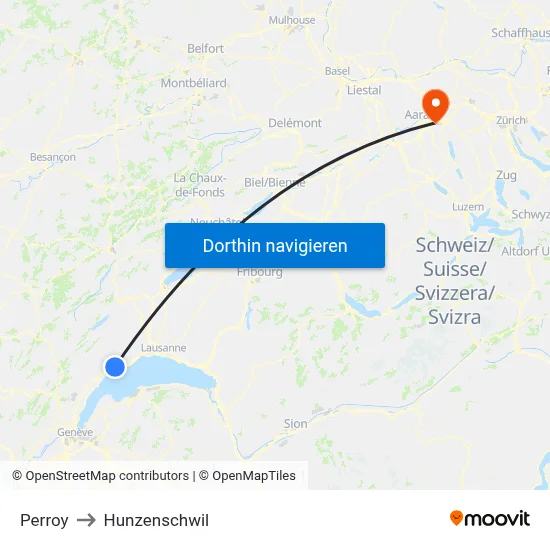 Perroy to Hunzenschwil map