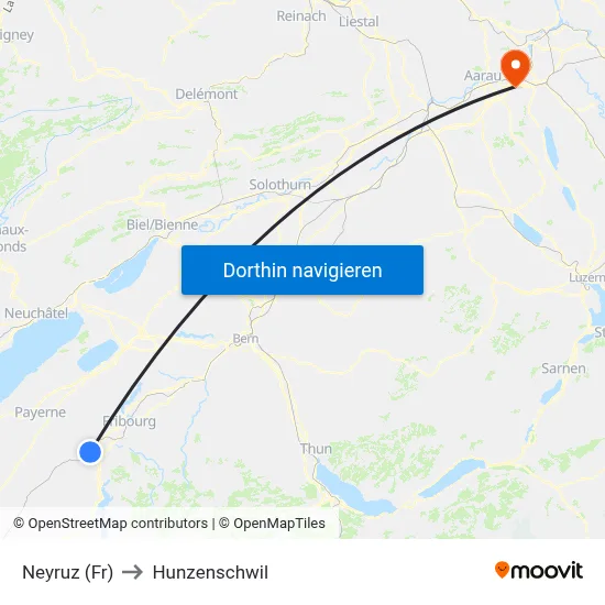 Neyruz (Fr) to Hunzenschwil map