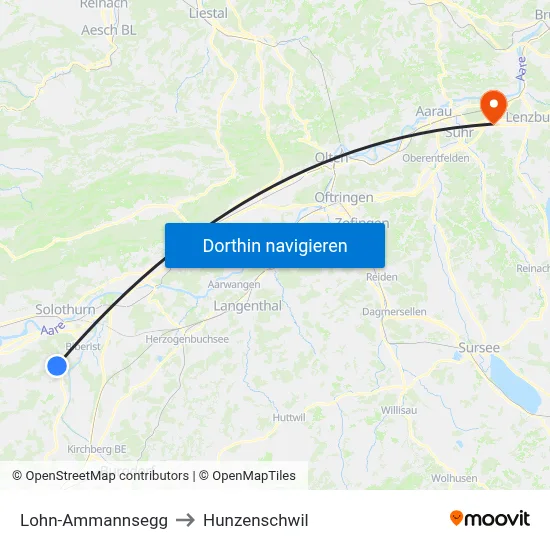 Lohn-Ammannsegg to Hunzenschwil map