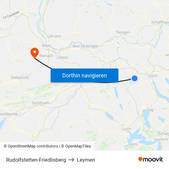 Rudolfstetten-Friedlisberg to Leymen map