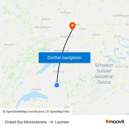 Châtel-Sur-Montsalvens to Leymen map