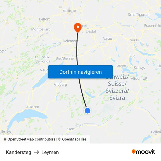Kandersteg to Leymen map