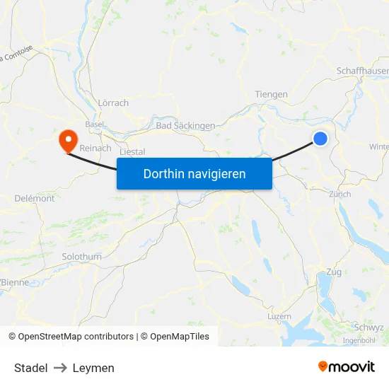 Stadel to Leymen map