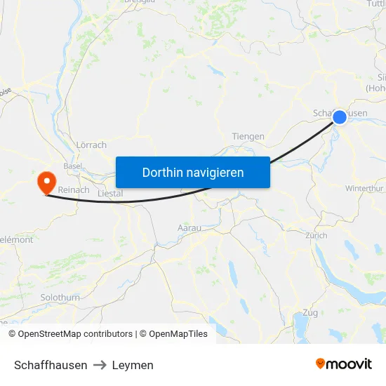 Schaffhausen to Leymen map