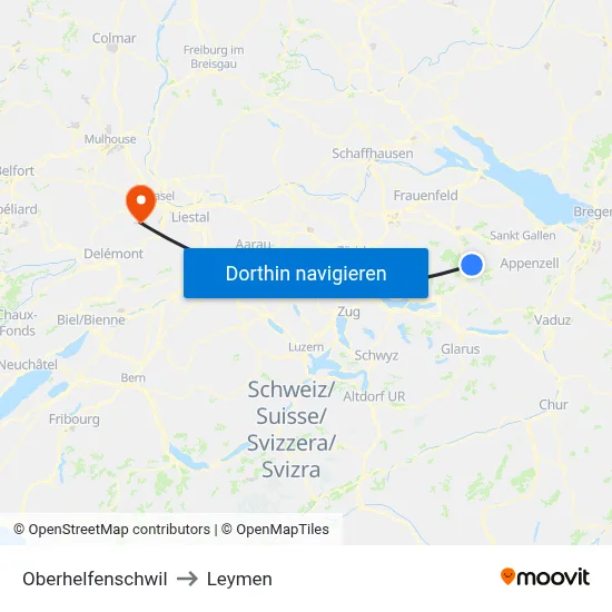 Oberhelfenschwil to Leymen map
