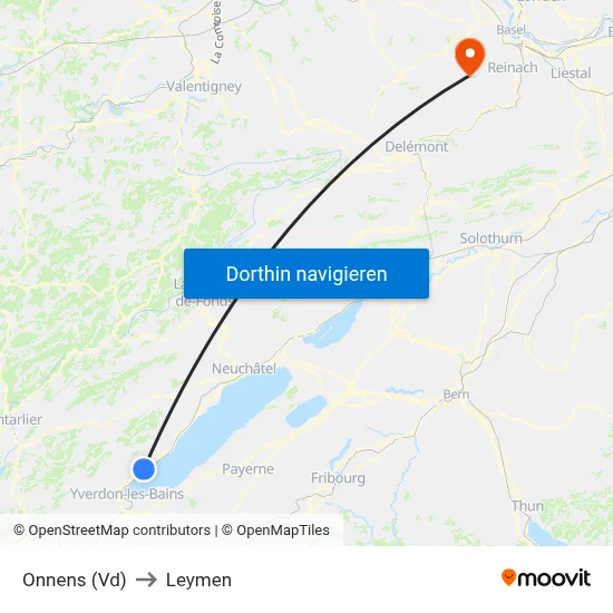 Onnens (Vd) to Leymen map