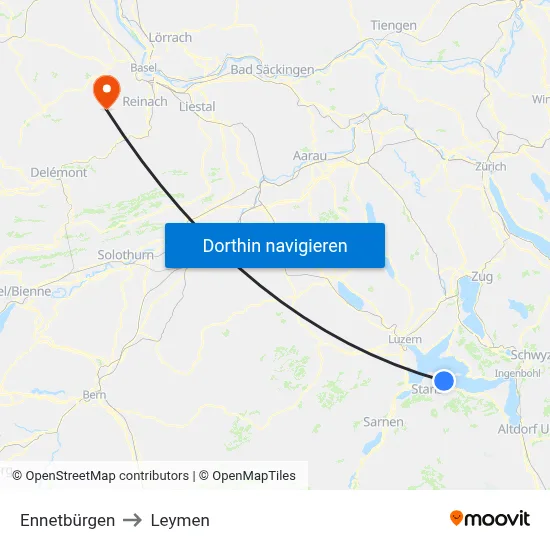 Ennetbürgen to Leymen map
