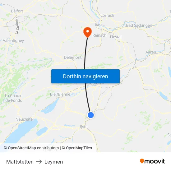 Mattstetten to Leymen map