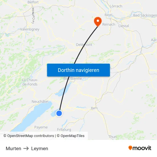 Murten to Leymen map